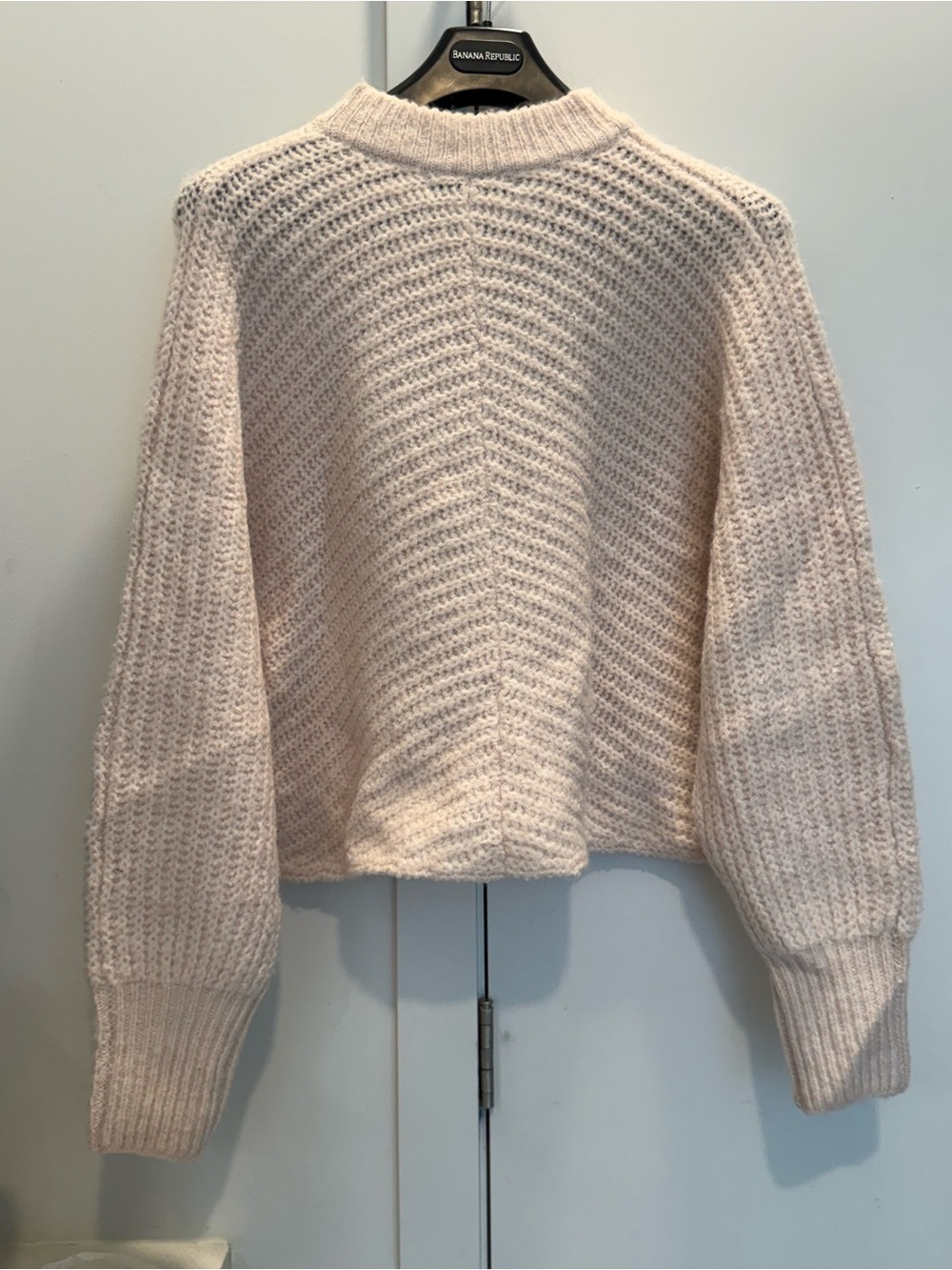 Bershka Cream Textured Crewneck Sweater